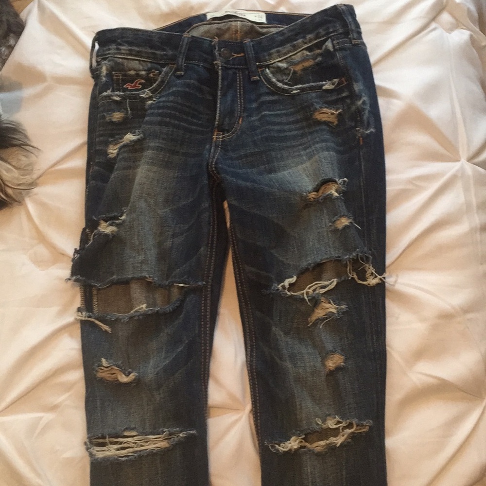 Hollister Dark Wash Ripped Skinny Jeans